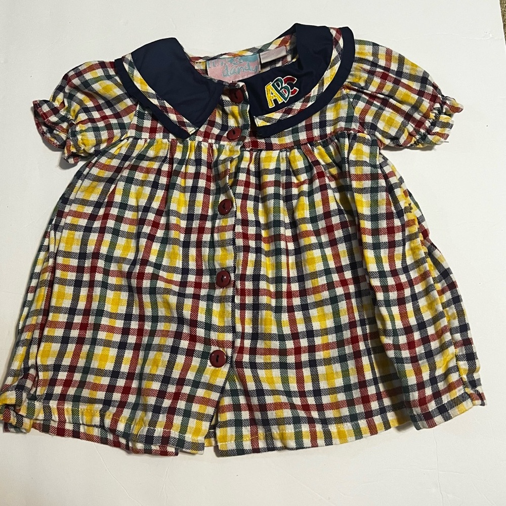 Vintage Fine & Dandy ABC Plaid Baby Dress Size 24 Months